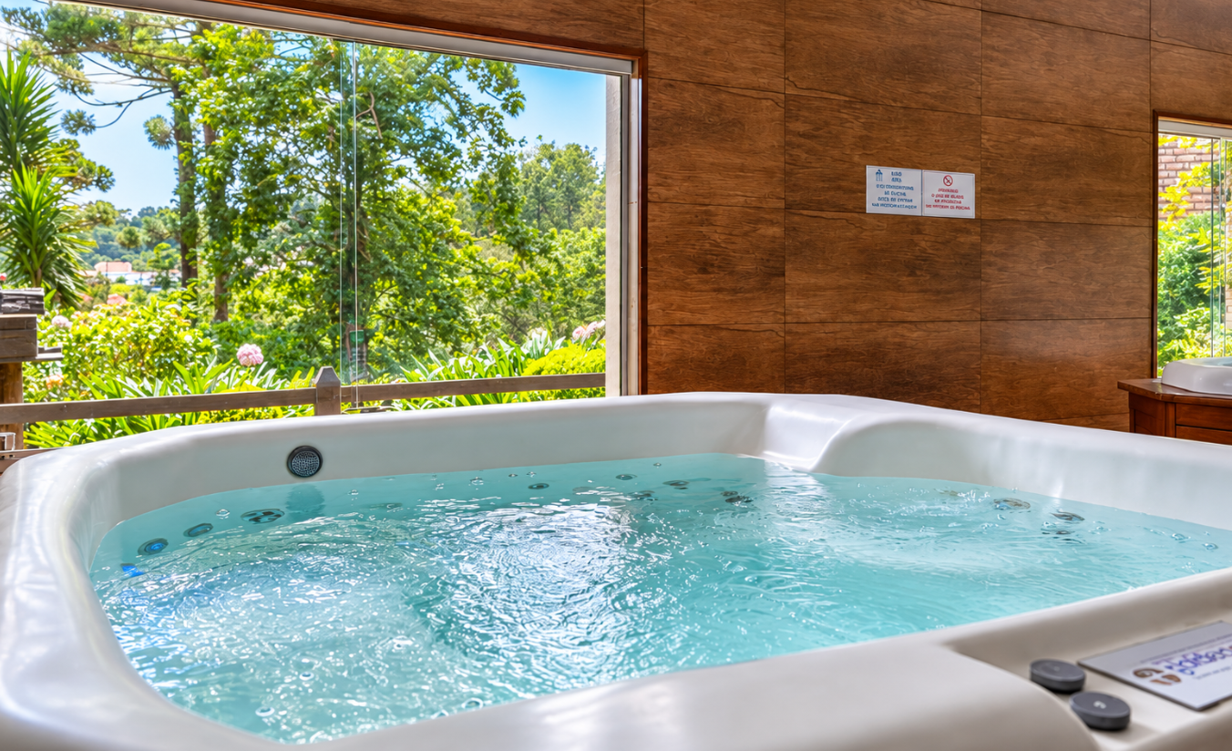 Banheira de hidromassagem no Hotel Golden Park Campos do Jordão